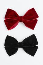 H & M - 2-pack Velvet-bow Hair Clips - Red