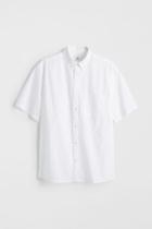 H & M - Regular Fit Short-sleeved Shirt - White