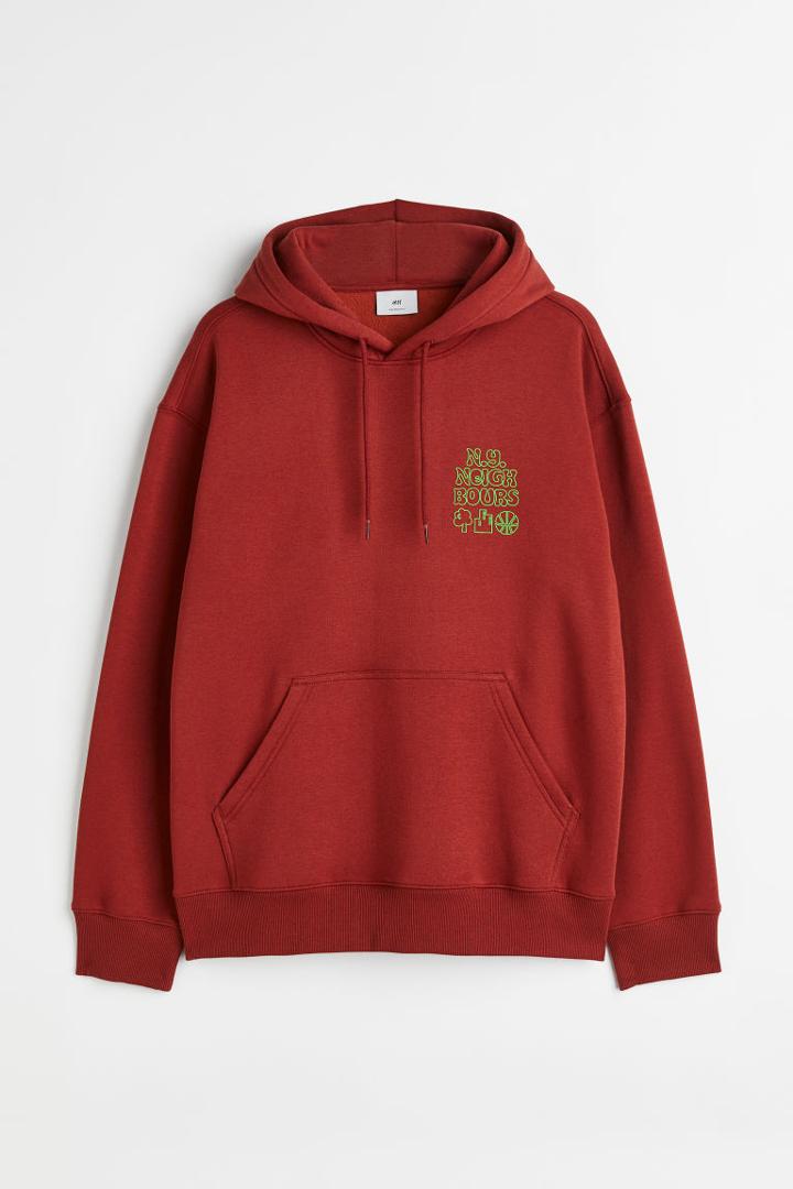 H & M - Relaxed-fit Hoodie - Red