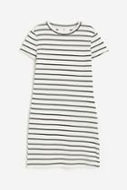 H & M - Ribbed T-shirt Dress - White