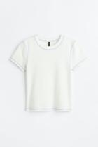 H & M - Flatlock-seam Top - White