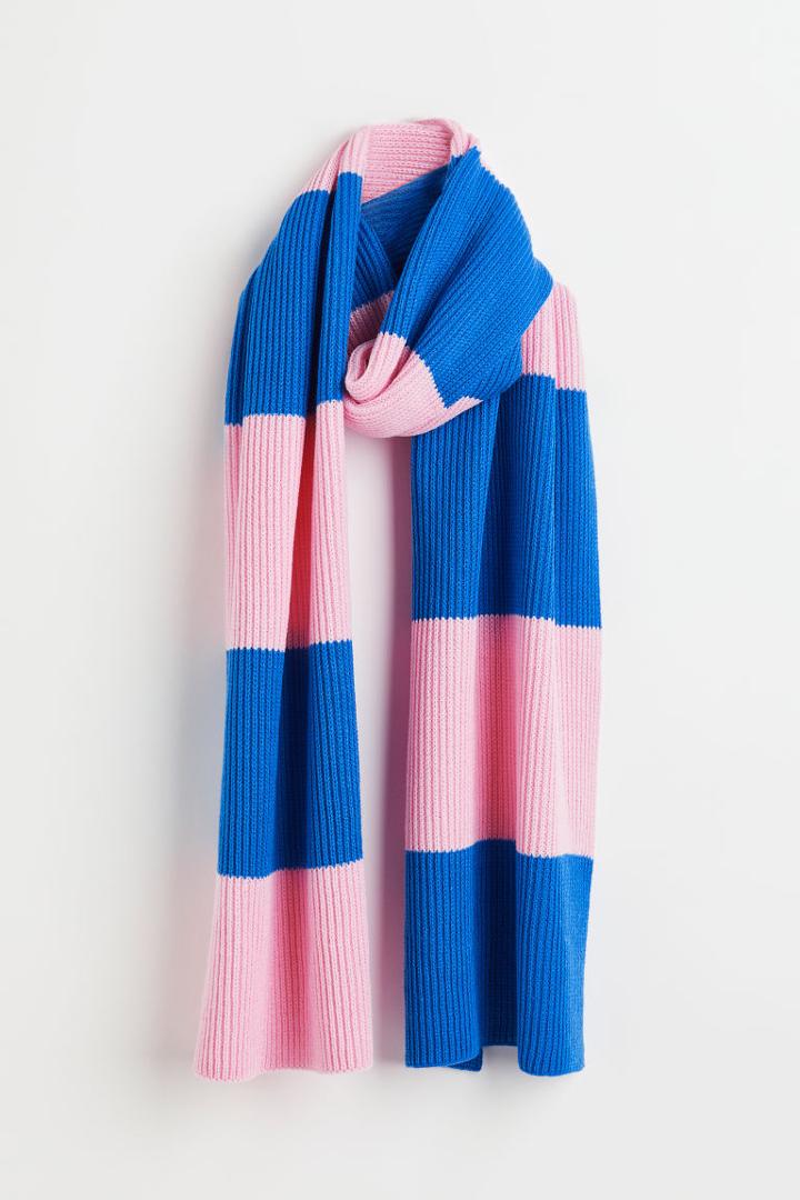 H & M - Rib-knit Scarf - Blue