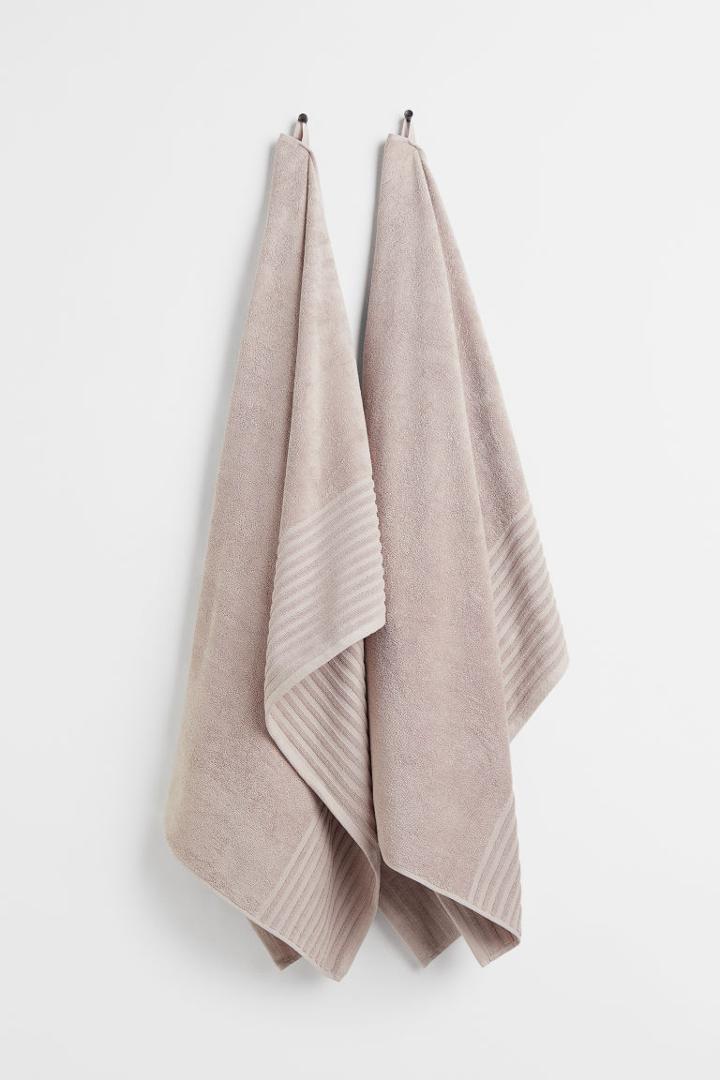 H & M - 2-pack Cotton Bath Sheets - Brown