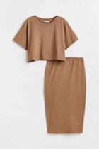H & M - Mama 2-piece Top And Skirt Set - Brown