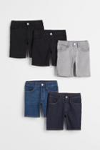 H & M - 5-pack Skinny Fit Stretch Denim Shorts - Black