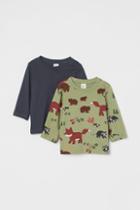 H & M - 2-pack Cotton Jersey Shirts - Green