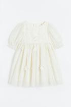 H & M - Appliqud Tulle Dress - White