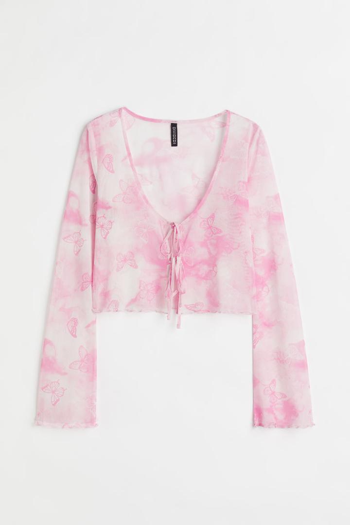 H & M - Mesh Cardigan - Pink