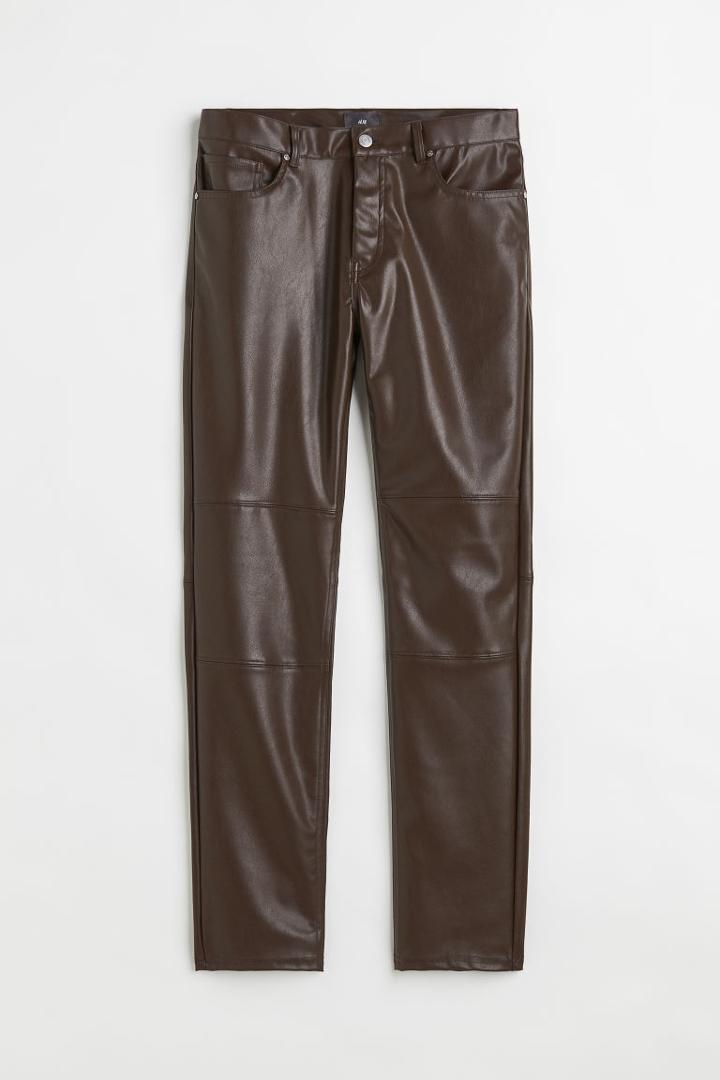 H & M - Slim Fit Pants - Brown