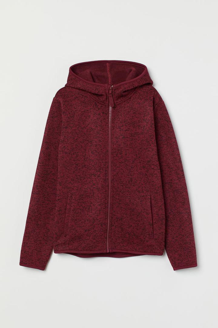 H & M - Hooded Fleece Jacket - Red