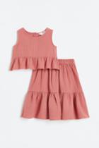 H & M - 2-piece Double-weave Cotton Set - Red