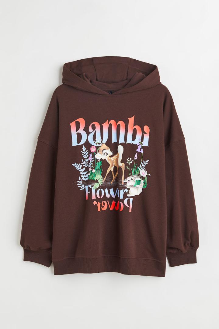 H & M - H & M+ Printed Hoodie - Brown