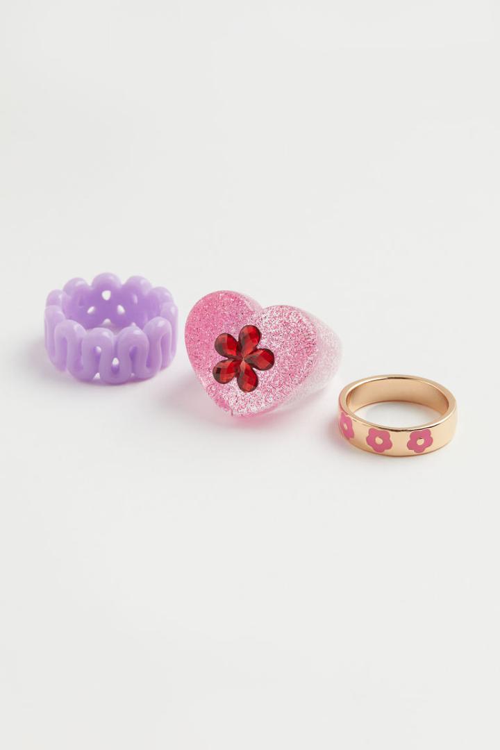 H & M - 3-pack Rings - Pink