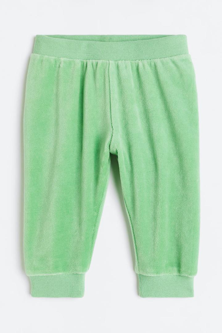 H & M - Velour Joggers - Green