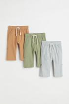 H & M - 3-pack Roll-up Pants - Green