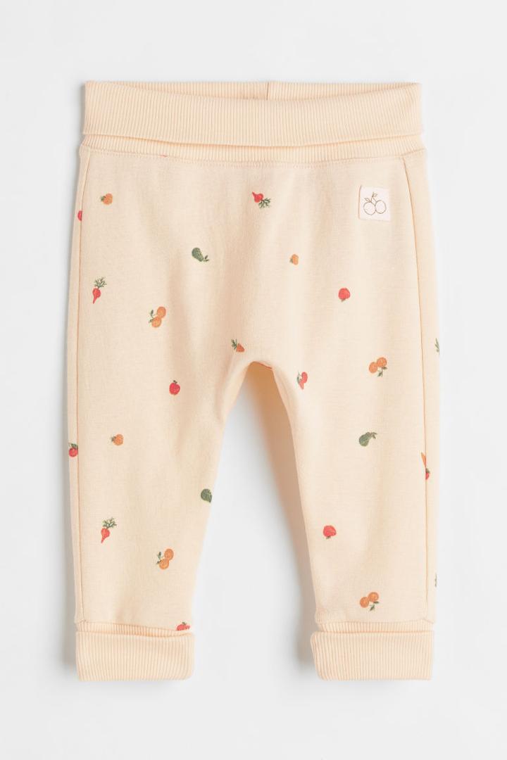 H & M - Foldover-cuff Leggings - Yellow