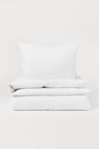 H & M - Cotton Twin Duvet Cover Set - White