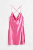 H & M - Short Satin Dress - Pink