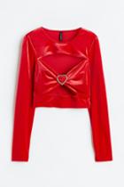 H & M - Cut-out Velour Top - Red