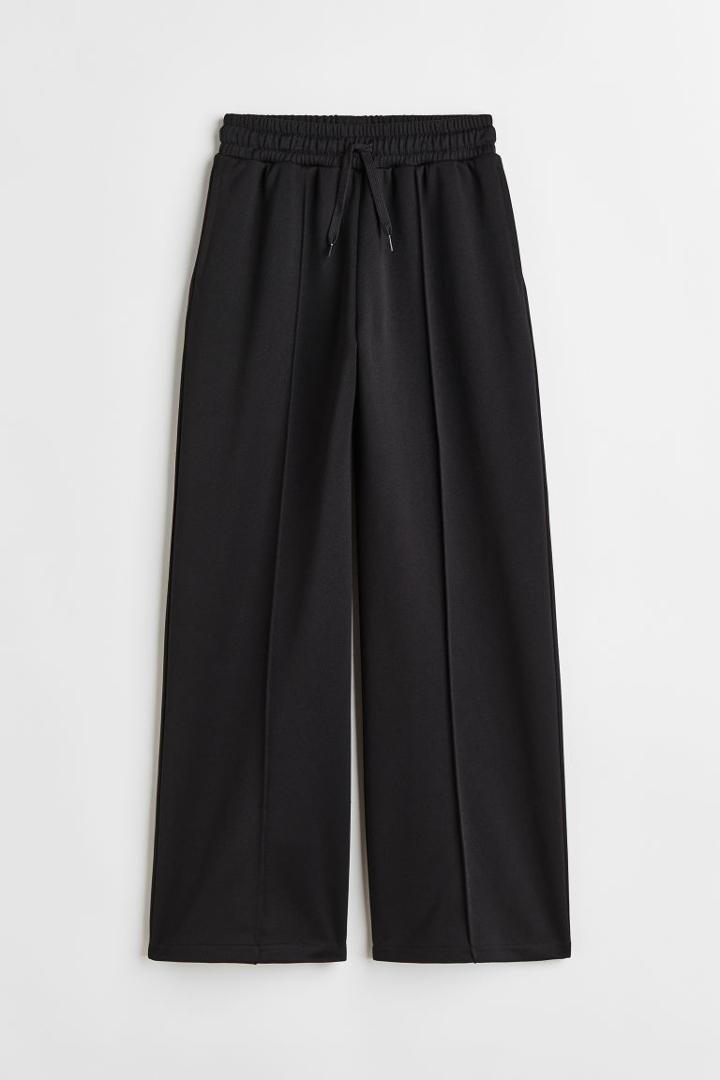 H & M - Wide-leg Track Pants - Black