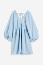 H & M - Voluminous Double-weave Dress - Blue