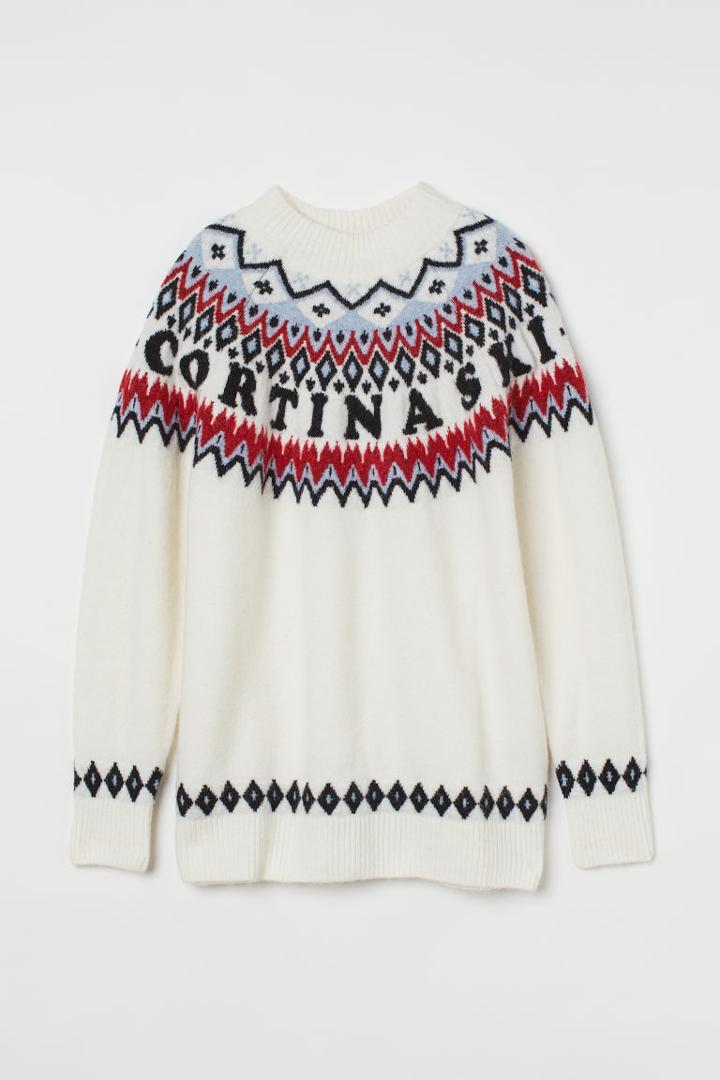 H & M - Jacquard-knit Sweater - White