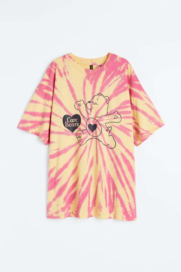 H & M - Oversized Printed T-shirt - Yellow
