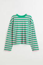 H & M - Long-sleeved Printed Top - Green