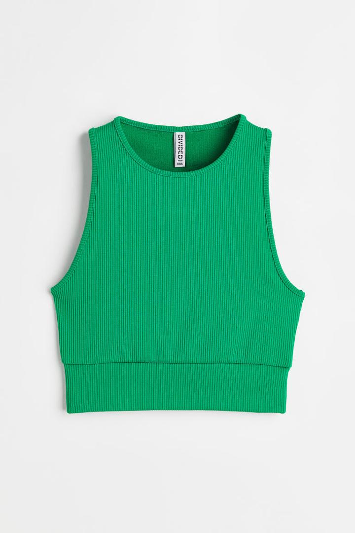 H & M - Ribbed Sleeveless Top - Green