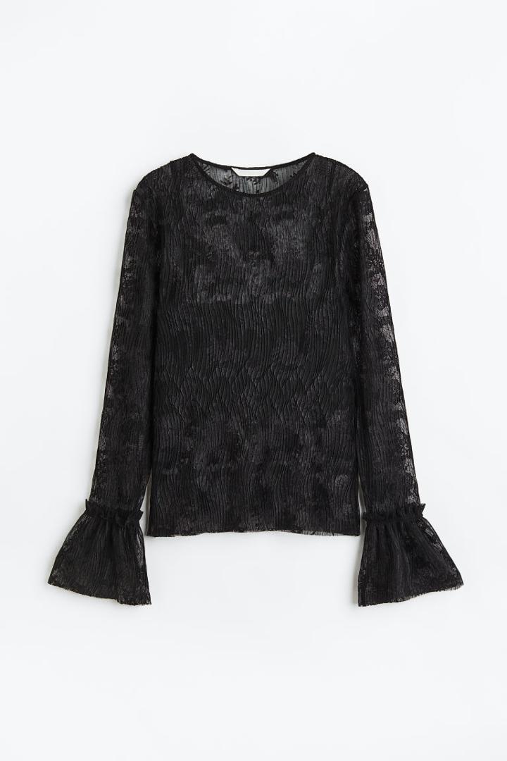 H & M - Mesh Blouse - Black