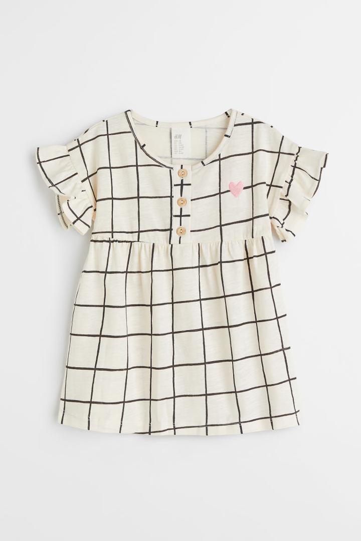 H & M - Flounce-trimmed Dress - Orange