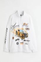H & M - H & M+ Half-zip Sweatshirt - White