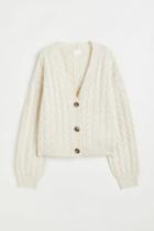 H & M - Short Cable-knit Cardigan - Beige