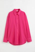 H & M - Crinkled Cotton Shirt - Pink