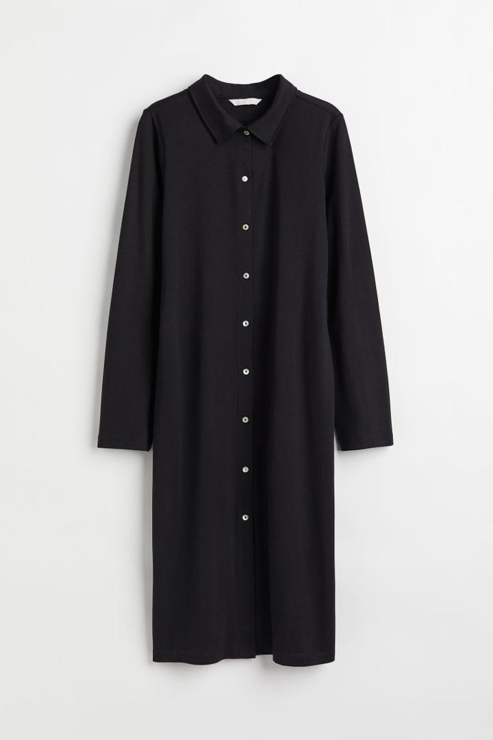 H & M - Jersey Shirt Dress - Black