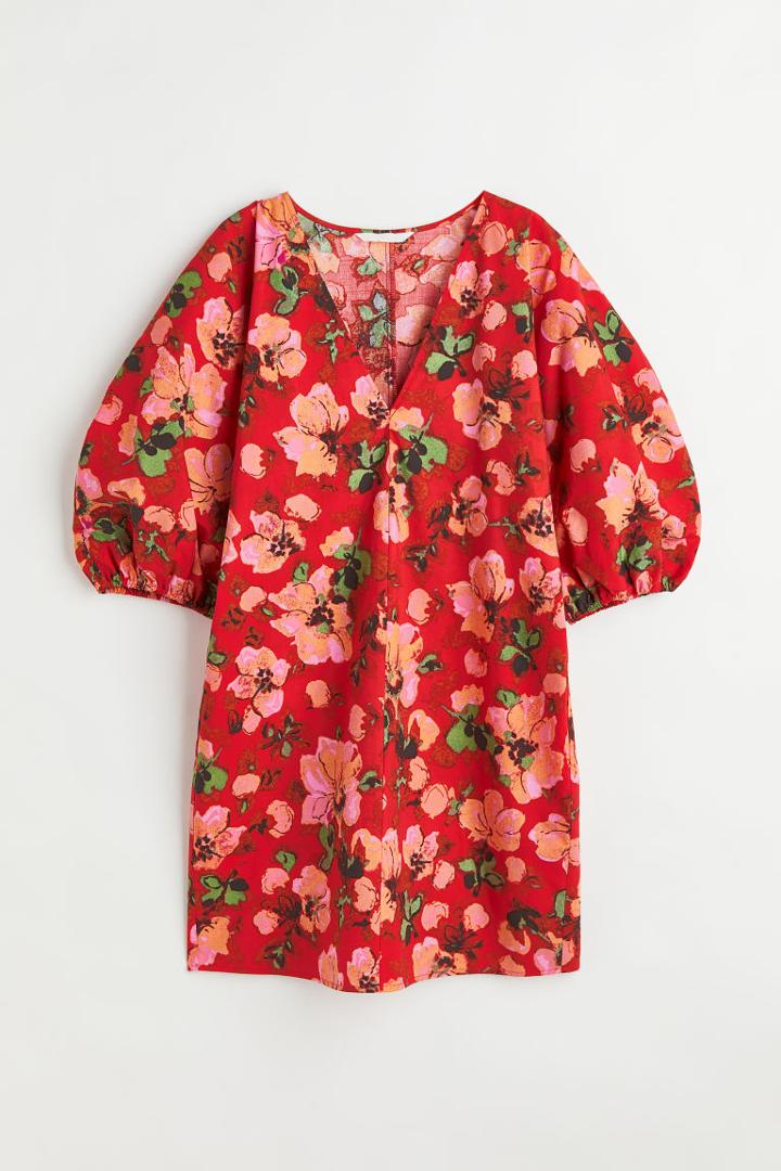 H & M - V-neck Dress - Red