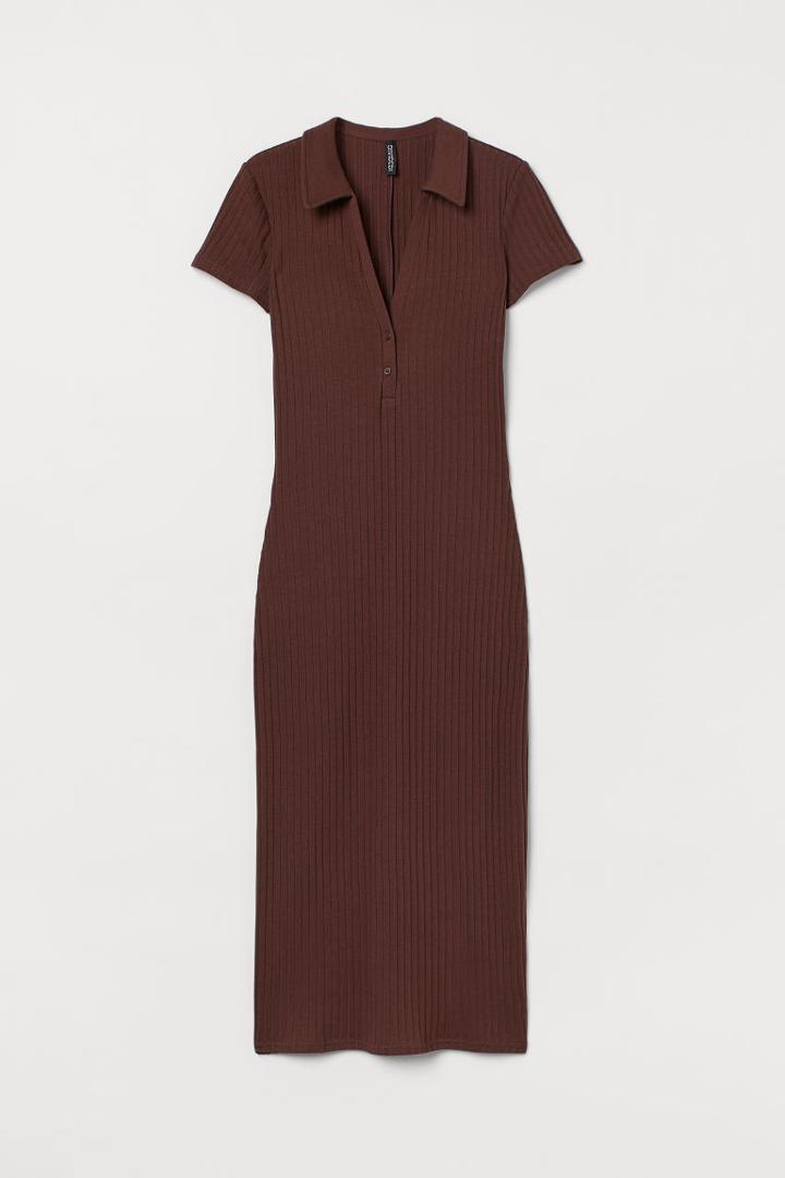 H & M - Collared Dress - Brown