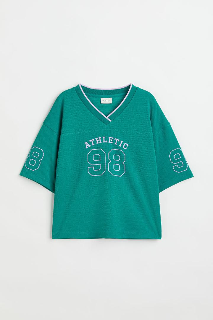 H & M - Printed Basketball Shirt - Green