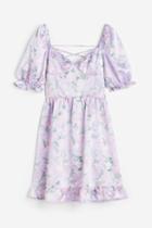 H & M - Open-backed Satin Dress - Purple
