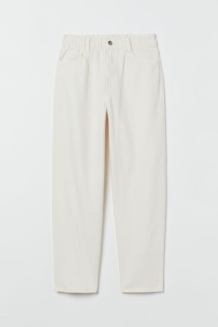 H & M - High Waist Twill Pants - White