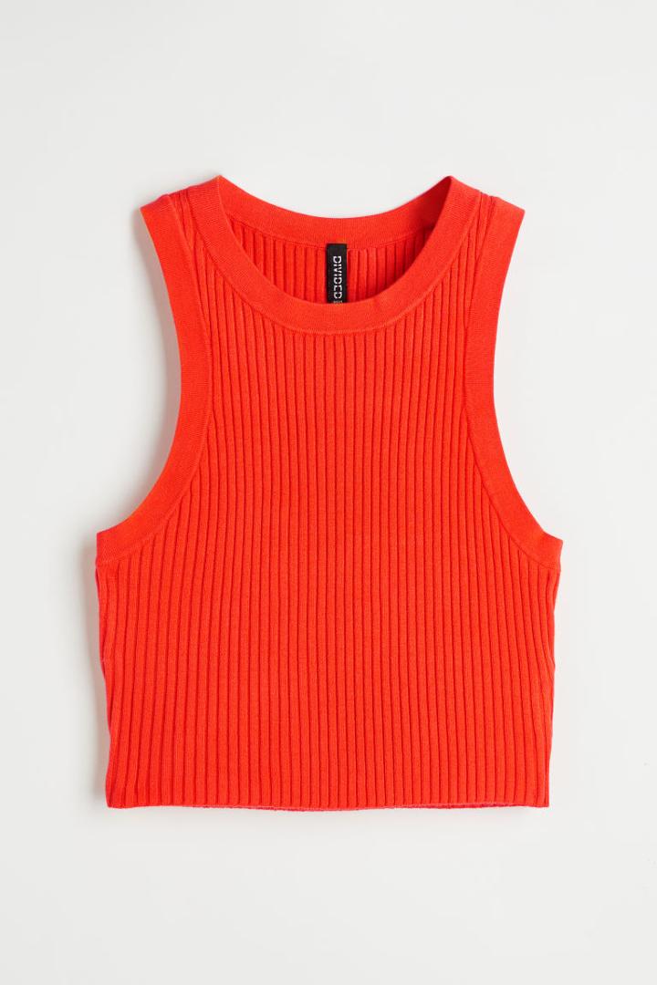 H & M - Rib-knit Sweater Vest - Orange