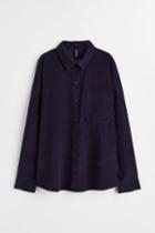 H & M - Oversized Corduroy Shirt - Blue