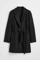 H & M - Tie Belt Coat - Black