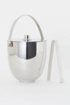 H & M - Ice Bucket With Lid And Tongs - Silver