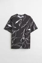 H & M - Relaxed Fit Patterned Cotton T-shirt - Black