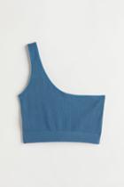 H & M - Ribbed One-shoulder Seamless Top - Blue