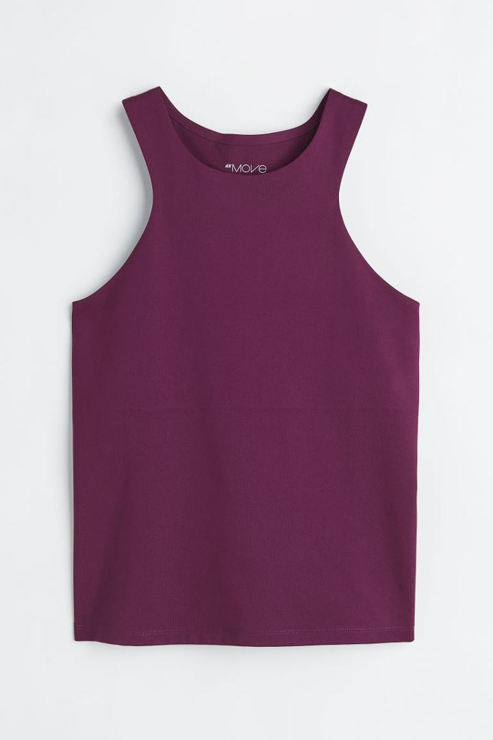 H & M - Sports Top With Integral Bra - Purple