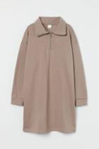 H & M - Collared Sweatshirt Dress - Brown