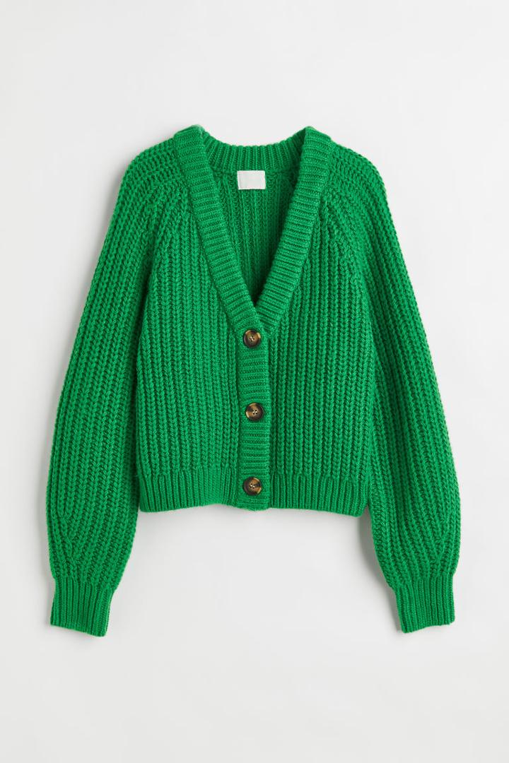 H & M - V-neck Cardigan - Green