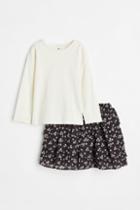 H & M - 2-piece Top And Skirt Set - White